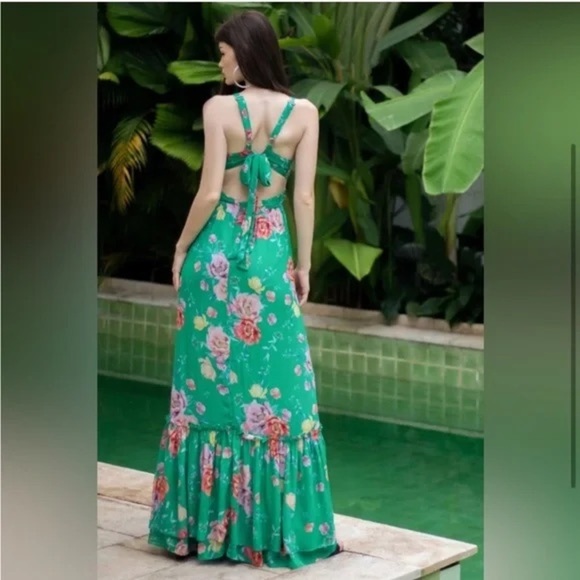 Yumi Kim Tracey Green Floral Maxi Dress Size XS Sold Out  - FLAW - Picture 6 of 16